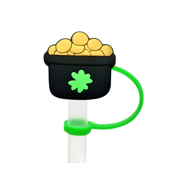 St. Patrick Cute Triangle Cartoon Silica Gel Straw Decorative Cap 10 PCS/Package