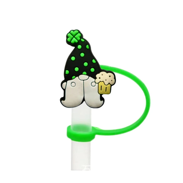 St. Patrick Cute Triangle Cartoon Silica Gel Straw Decorative Cap 10 PCS/Package