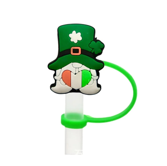 St. Patrick Cute Triangle Cartoon Silica Gel Straw Decorative Cap 10 PCS/Package