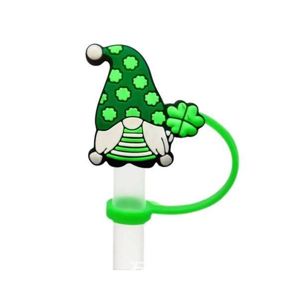 St. Patrick Cute Triangle Cartoon Silica Gel Straw Decorative Cap 10 PCS/Package