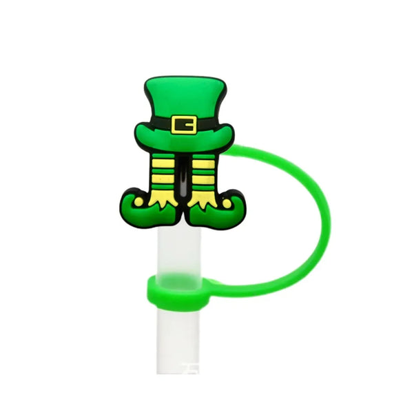 St. Patrick Cute Triangle Cartoon Silica Gel Straw Decorative Cap 10 PCS/Package