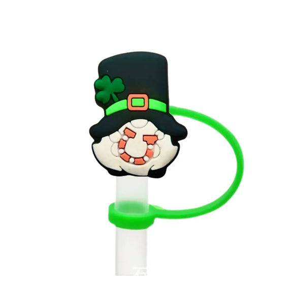 St. Patrick Cute Triangle Cartoon Silica Gel Straw Decorative Cap 10 PCS/Package