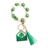 St Patrick's Day Ornaments Clover Pendant Wooden Bead Keychain