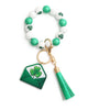St Patrick's Day Ornaments Clover Pendant Wooden Bead Keychain