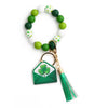 St Patrick's Day Ornaments Clover Pendant Wooden Bead Keychain