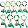 St Patrick's Day Ornaments Clover Pendant Wooden Bead Keychain