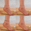 Stackable Beaded Natural Crystal Turquoise Stainless Steel Geometric Anklet