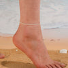 Stackable Beaded Natural Crystal Turquoise Stainless Steel Geometric Anklet