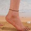 Stackable Beaded Natural Crystal Turquoise Stainless Steel Geometric Anklet