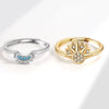Stackable Celestial Couple Ring Geometric Copper Electroplated Female Ring Set