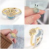 Stackable Celestial Couple Ring Geometric Copper Electroplated Female Ring Set