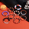 Stackable Halloween Acrylic Beaded Bracelet Set With Letter Pumpkin Ghost Skull Electroplated Unisex Simple Style