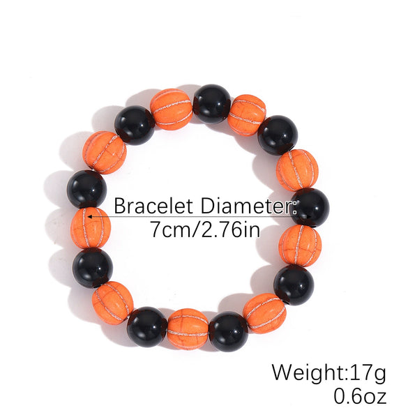 Stackable Halloween Acrylic Beaded Bracelet Set With Letter Pumpkin Ghost Skull Electroplated Unisex Simple Style