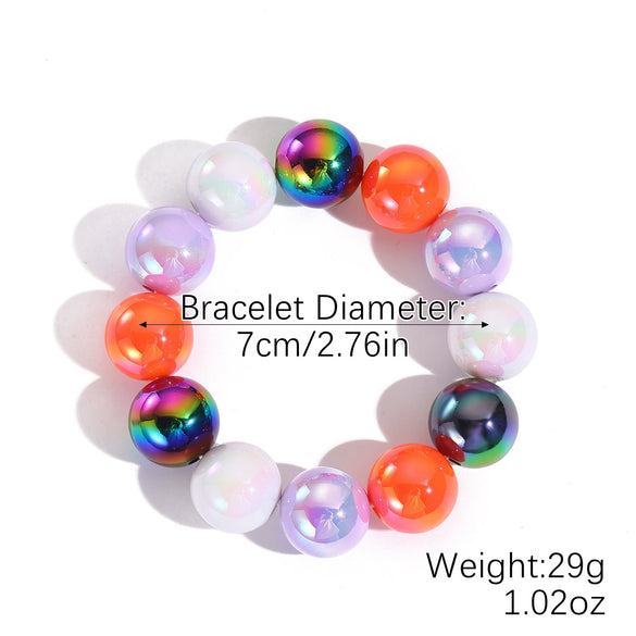 Stackable Halloween Acrylic Beaded Bracelet Set With Letter Pumpkin Ghost Skull Electroplated Unisex Simple Style