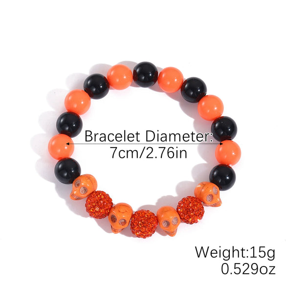 Stackable Halloween Acrylic Beaded Bracelet Set With Letter Pumpkin Ghost Skull Electroplated Unisex Simple Style
