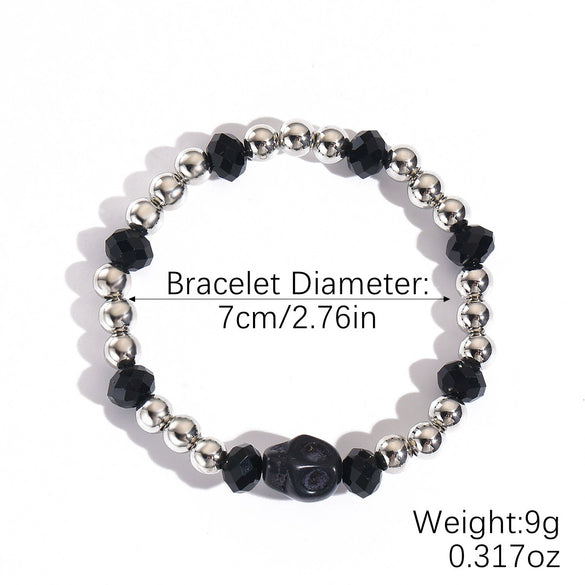 Stackable Halloween Acrylic Beaded Bracelet Set With Letter Pumpkin Ghost Skull Electroplated Unisex Simple Style