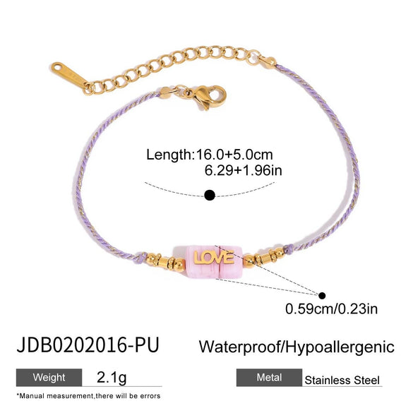 Stacked Bracelet Stainless Steel Geometric Amethyst Bead Jewelry Electroplated For Women