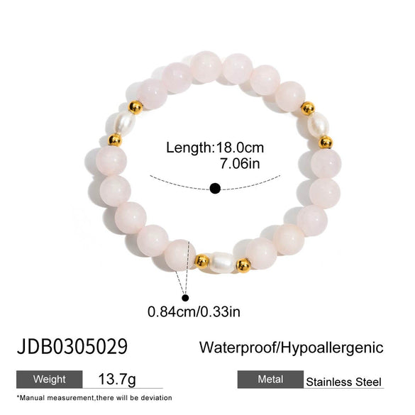 Stacked Bracelet Stainless Steel Geometric Amethyst Bead Jewelry Electroplated For Women