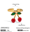 Stacked Cherry Geometric Style Stainless Steel Electroplated Women's Ring Jewelry