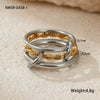 Stacked Colorblocked Stainless Steel Geometric Ring Combination Light Luxury Style 18K Goldplated Hand Jewelry