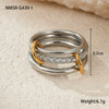 Stacked Colorblocked Stainless Steel Geometric Ring Combination Light Luxury Style 18K Goldplated Hand Jewelry