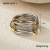 Stacked Colorblocked Stainless Steel Geometric Ring Combination Light Luxury Style 18K Goldplated Hand Jewelry