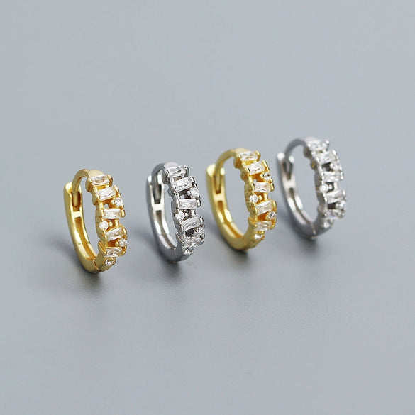 Stacked Ear Buckle Earrings S925 Silver Geometric Design Ins Style Electroplated For Women