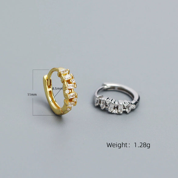 Stacked Ear Buckle Earrings S925 Silver Geometric Design Ins Style Electroplated For Women