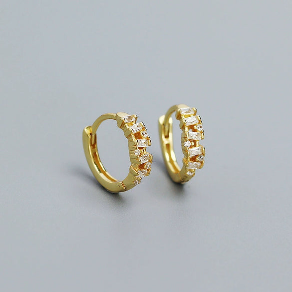 Stacked Ear Buckle Earrings S925 Silver Geometric Design Ins Style Electroplated For Women