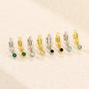 Stacked Ear Buckle Earrings 925 Silver Colorful Zircon Geometric Electroplated For Women