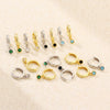Stacked Ear Buckle Earrings 925 Silver Colorful Zircon Geometric Electroplated For Women