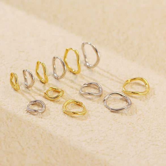 Stacked Ear Buckle S925 Silver Ins Wave Irregular Geometric Women's Earrings With Electroplating