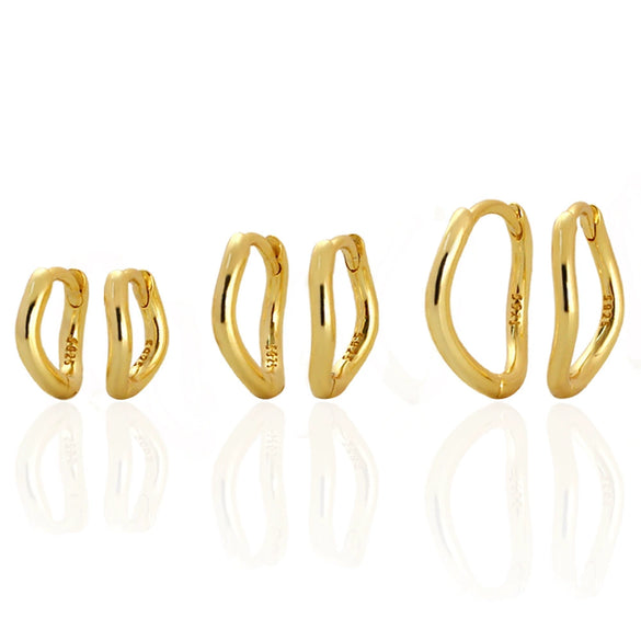 Stacked Ear Buckle S925 Silver Ins Wave Irregular Geometric Women's Earrings With Electroplating