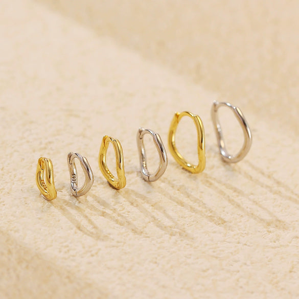 Stacked Ear Buckle S925 Silver Ins Wave Irregular Geometric Women's Earrings With Electroplating