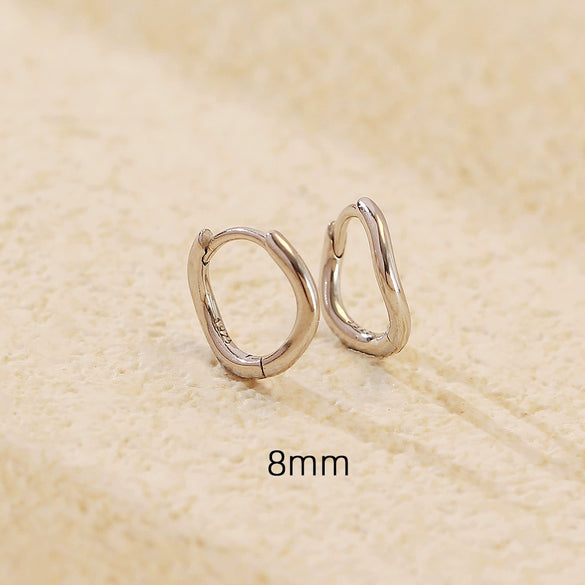 Stacked Ear Buckle S925 Silver Ins Wave Irregular Geometric Women's Earrings With Electroplating
