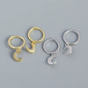 Stacked Earrings S925 Silver Moon Pattern Electroplated