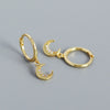 Stacked Earrings S925 Silver Moon Pattern Electroplated