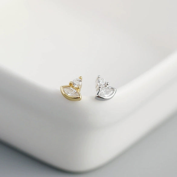 Stacked Earrings S925 Sterling Silver Geometric Horse Eye Electroplated For Women