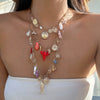 Stacked Geometric Starfish Shell Alloy Iron Chain Imitation Pearl Women's Necklace With Electroplating