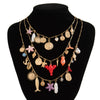Stacked Geometric Starfish Shell Alloy Iron Chain Imitation Pearl Women's Necklace With Electroplating