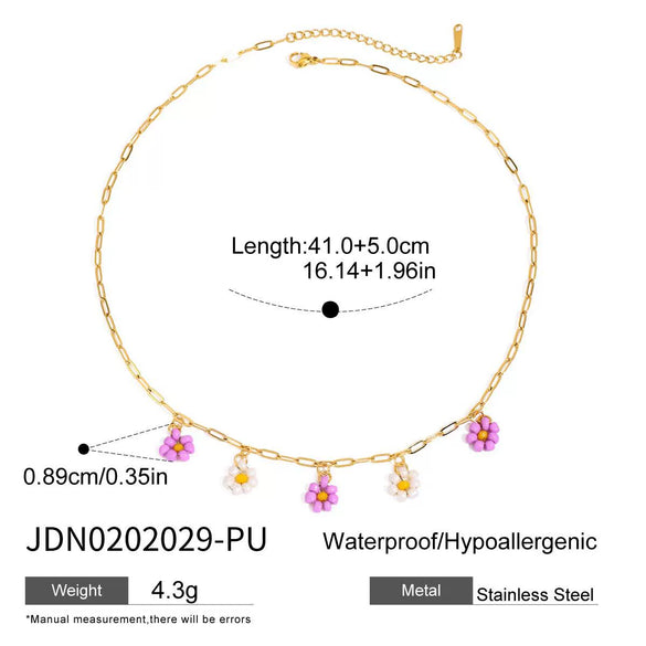 Stacked Holiday Style Stainless Steel Natural Stone Conch Pendant Geometric Pattern Electroplated Women's Necklace