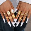 Stacked Ins Style Women's Special Shaped Pearl Gemstone Ring Set Zinc Alloy Electroplated