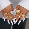 Stacked Ins Style Women's Special Shaped Pearl Gemstone Ring Set Zinc Alloy Electroplated