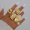 Stacked Ins Style Women's Special Shaped Pearl Gemstone Ring Set Zinc Alloy Electroplated