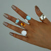 Stacked Ins Style Women's Special Shaped Pearl Gemstone Ring Set Zinc Alloy Electroplated