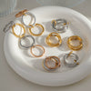 Stacked Interlocking Ring In Geometric Shape Stainless Steel Jewelry With Pvd Furnace Vacuum Real Gold Plating For Unisex