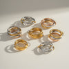 Stacked Interlocking Ring In Geometric Shape Stainless Steel Jewelry With Pvd Furnace Vacuum Real Gold Plating For Unisex