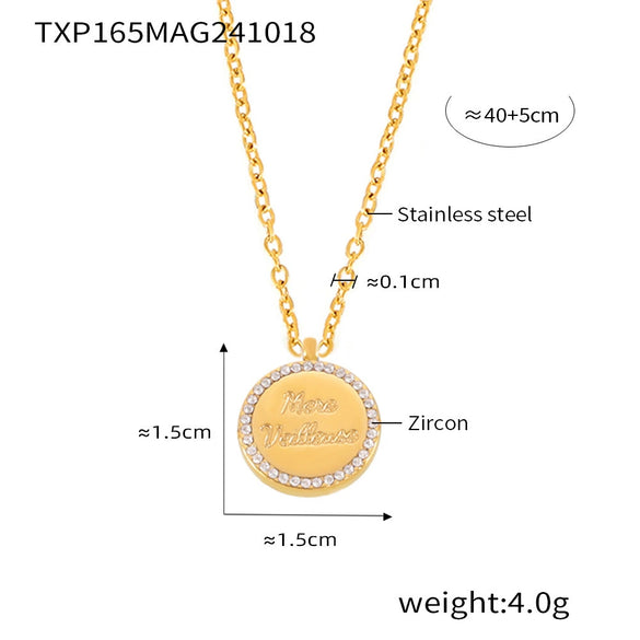 Stacked Letter Doublesided Collarbone Jewelry Set 316L Stainless Steel Diamondencrusted Electroplating For Women
