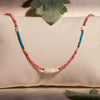 Stacked Millet Beads Colorful Beads With Natural Stone Stainless Steel 18K Female Clavicle Necklace Electroplated