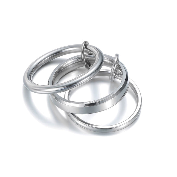 Stacked Mitten Rings Titanium Steel Geometric Electroplated Hand Jewelry For Women